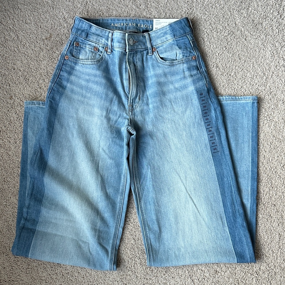 American Eagle Outfitters Women’s Light Blue Baggy Wide Jeans - Picture 7 of 10